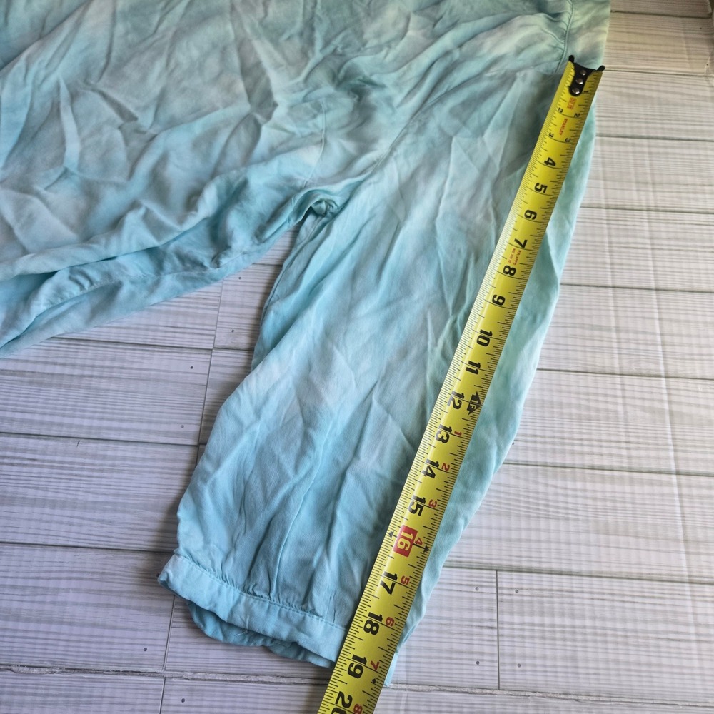 Torrid Blue Tie Dye Rayon Twill Peasant Blouse 2 Plus Size Ruffle Split Neck - Picture 8 of 9